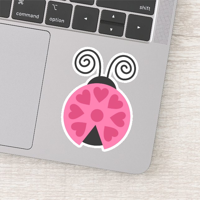 Coeurs Lovebug Ladybug Die Cut Sticker Decal (Détail)