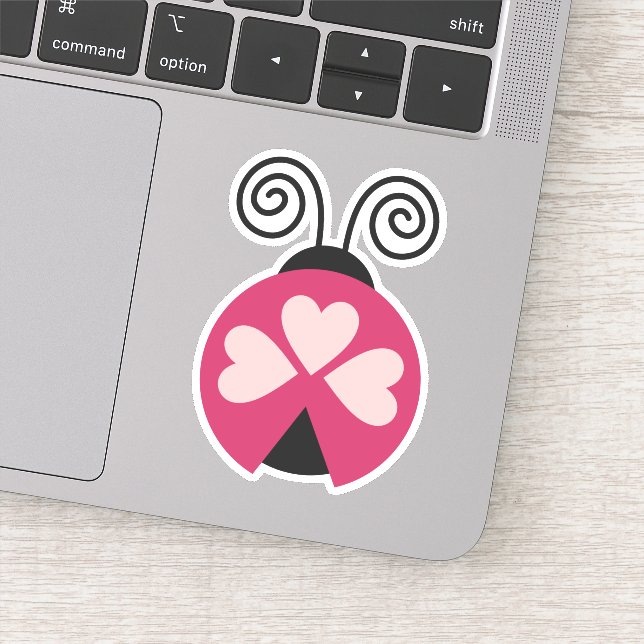 Coeurs Lovebug Ladybug Die Cut Sticker Decal (Détail)