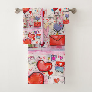Coeurs lunaires et lettres d'amour Motif