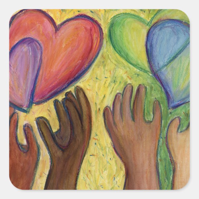 Coeurs & Mains Aimer Diversité Stickers Art Décal (Devant)
