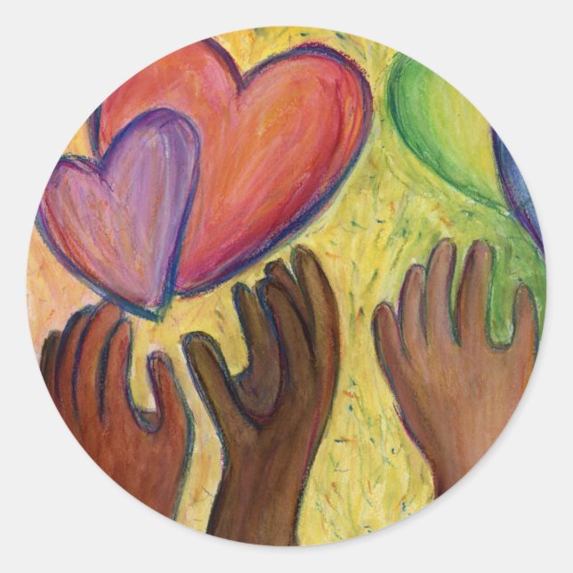 Coeurs & Mains Aimer Diversité Stickers Art Décal (Devant)