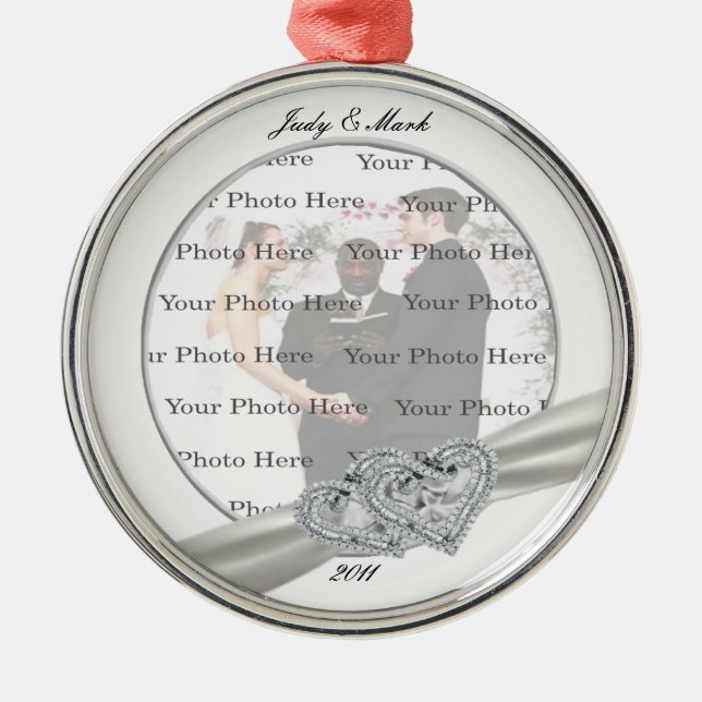 Coeurs Mariage blanc Argent rond ornement  (Devant)