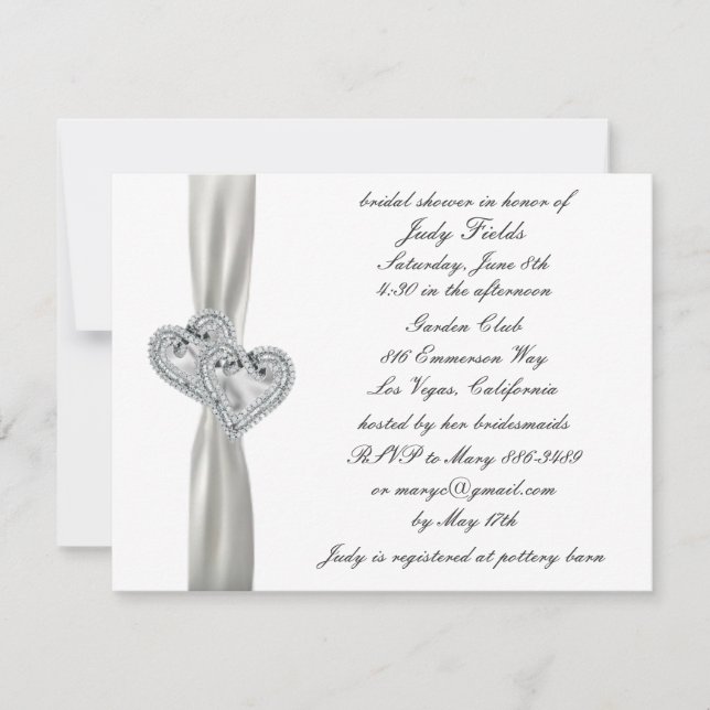 Coeurs Mariage blanc Invitations de douche nuptial (Devant)