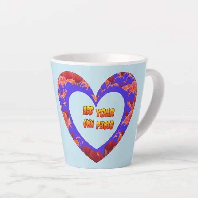 Coeurs Modèle photo Cust. BG Latte Mug (Angle droit)