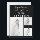 Coeurs modernes Black & White Photo Sweet 16 Party<br><div class="desc">Éléments correspondants disponibles.</div>