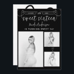 Coeurs modernes Black & White Photo Sweet 16 Party<br><div class="desc">Éléments correspondants disponibles.</div>
