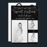 Coeurs modernes Black & White Photo Sweet 16 Party<br><div class="desc">Éléments correspondants disponibles.</div>