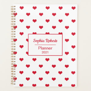 Coeurs modernes motif rouge & blanc personnalisé