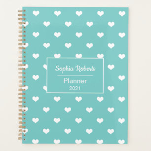 Coeurs modernes motif turquoise personnalisé