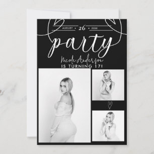 Cœurs modernes Photo en noir et blanc Fête d'anniv