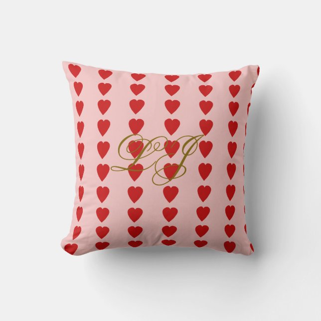 Coeurs Monogramme Lance Oreiller (Recto)