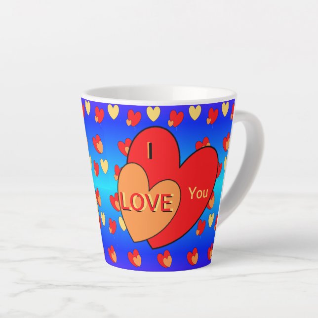 Coeurs Motif Cust. Je t'aime Latte Mug (Angle droit)