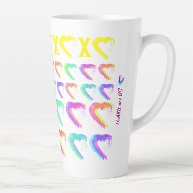 Coeurs multicolores latte Mug (Droite)