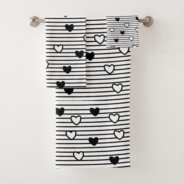Cœurs noir et blanc motif de la Saint-Valentin (En situation)