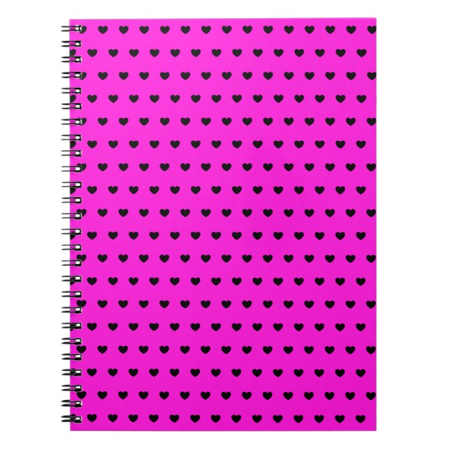 Coeurs noirs sur Carnet rose clignotant (Devant)