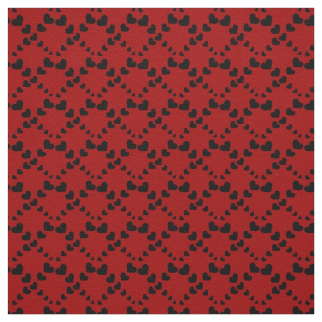 Coeurs noirs sur tissu rouge (Échantillon)