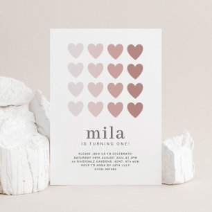 Coeurs Ombre rose Invitation d'anniversaire