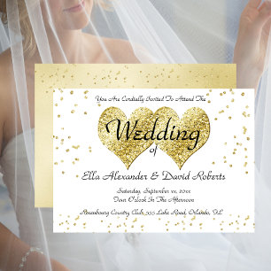 Coeurs Or Confetti faire-part de mariage