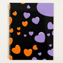 cœurs orange et violet pois