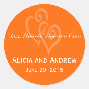 Coeurs orange Mariage Favoriser Stickers