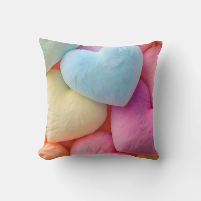 Coeurs Pastel Plush Lancer Oreiller (Recto)