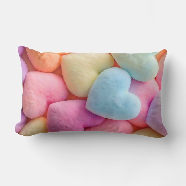 Coeurs Pastel Plush Lancer Oreiller (Recto)