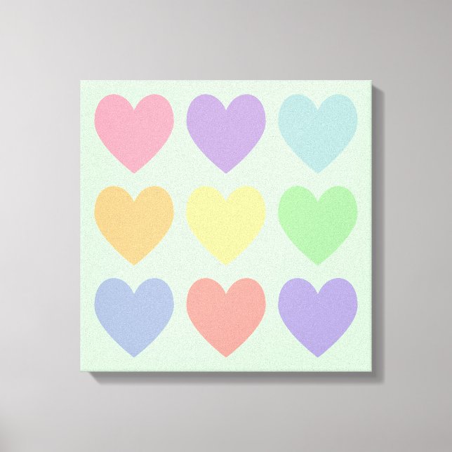 Cœurs pastel sur toile enveloppée (Recto)