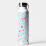 Coeurs peints mignons Monogramme Bouteille d'eau<br><div class="desc">Cette bouteille isolée personnalisée est un cadeau mignon et élégant, avec un charmant motif de coeur aquarelle en rose doux sur un arrière - plan turquoise léger. Parfait pour garder les boissons d’été froides ou ajouter de la chaleur pendant les mois glacières, cette bouteille personnalisée fait un cadeau de Saint-Valentin...</div>