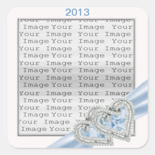 Coeurs personnalisés Stickers ruban bleu glace