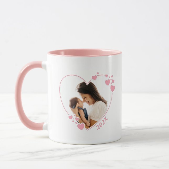 Coeurs Photo Cadre Mug rose (Gauche)