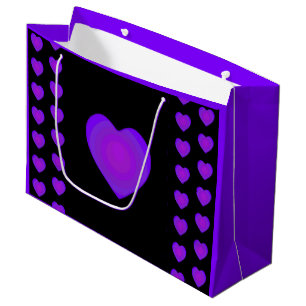 Coeurs pourpres battre B&W Grand sac cadeau