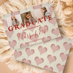 Coeurs Pré-K Diplômé Trois Photos Textile Texture