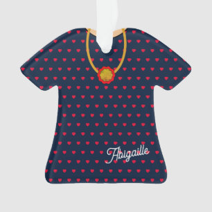 Coeurs Robe Motif & Pendentif Figurine Folk Art