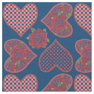 Coeurs romantiques et tissu Motif de Roses rouges
