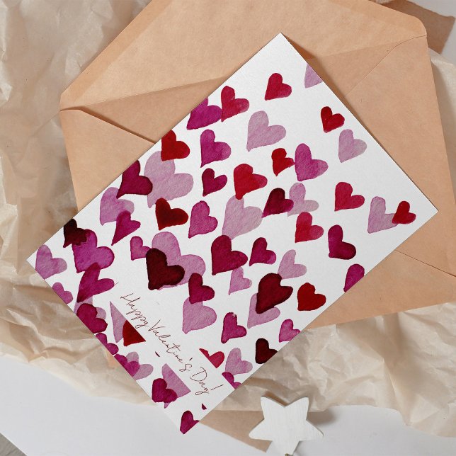 Coeurs rose aquarelle Carte Saint-Valentin (Créateur téléchargé)