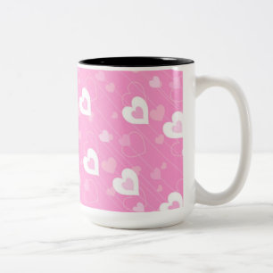 Coeurs rose et blanc Motif Mug café
