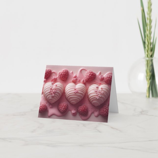 Cœurs roses avec carte de vœux de la Saint-Valenti (Devant)