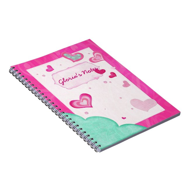 Coeurs roses Bijoux PERSONNALISÉ JOUNRAL JOURNAL (Côté Droit)