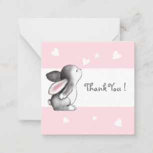 Coeurs roses Bunny Merci Cartes de notes