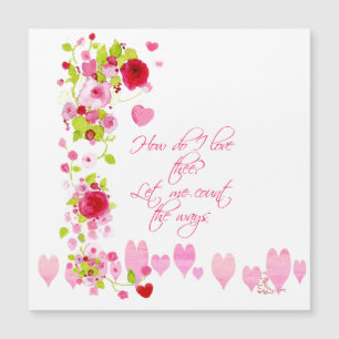 Coeurs roses et aquarelle Roses rouges Verse Texte