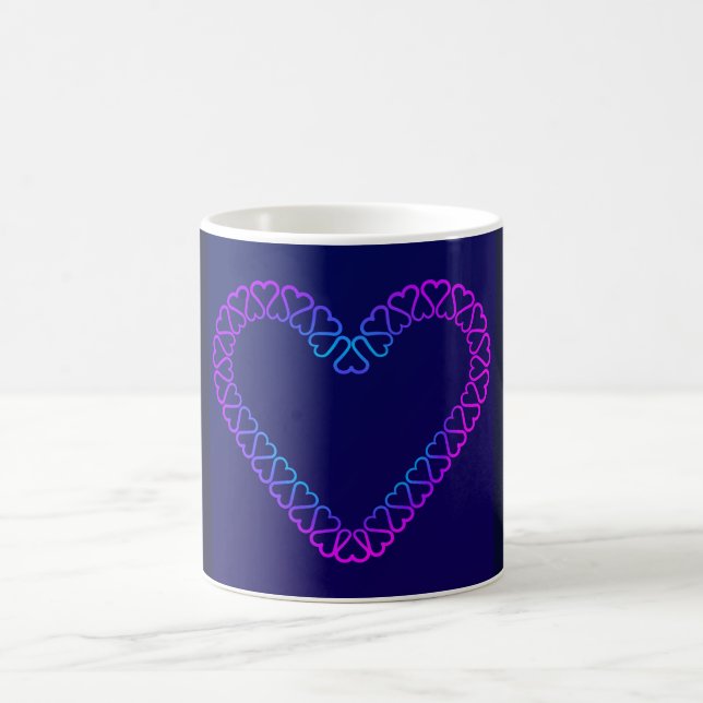 Cœurs roses et cyan sur mug (Centre)