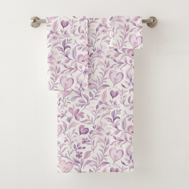 Cœurs roses feuilles violettes (En situation)