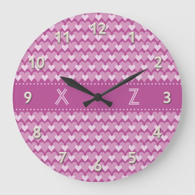 Coeurs roses horloge murale personnalisée (Recto)