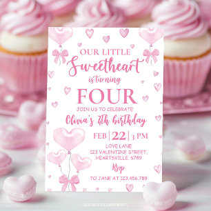 Coeurs roses Invitation d'anniversaire de la Saint