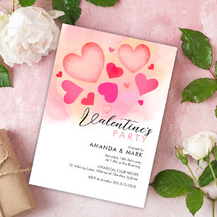 Coeurs roses Invitation de la Saint Valentin moder