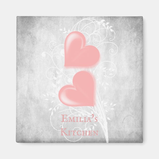 Coeurs roses Magnet personnalisé (Devant)