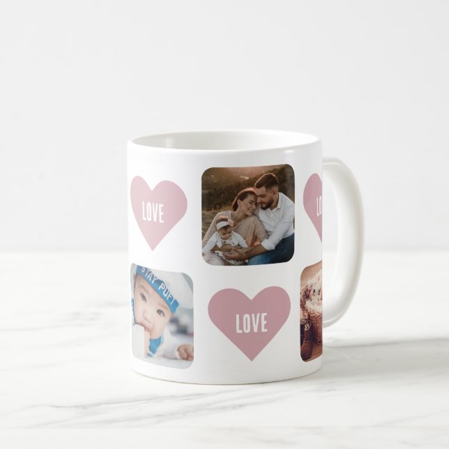 Coeurs roses mignons Personnalisé Photo Love Mug (Devant droit)
