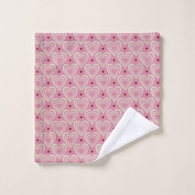 Coeurs roses mignons Romantique Motif valentine (Gant de toilette)