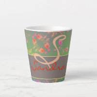 Coeurs roses Mousse pourpre Moss Latte Mug