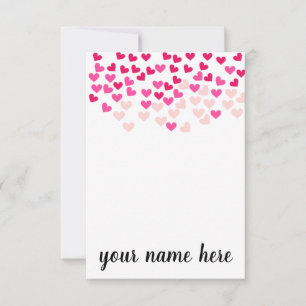 Coeurs roses personnalisées Filles Cartes pour not